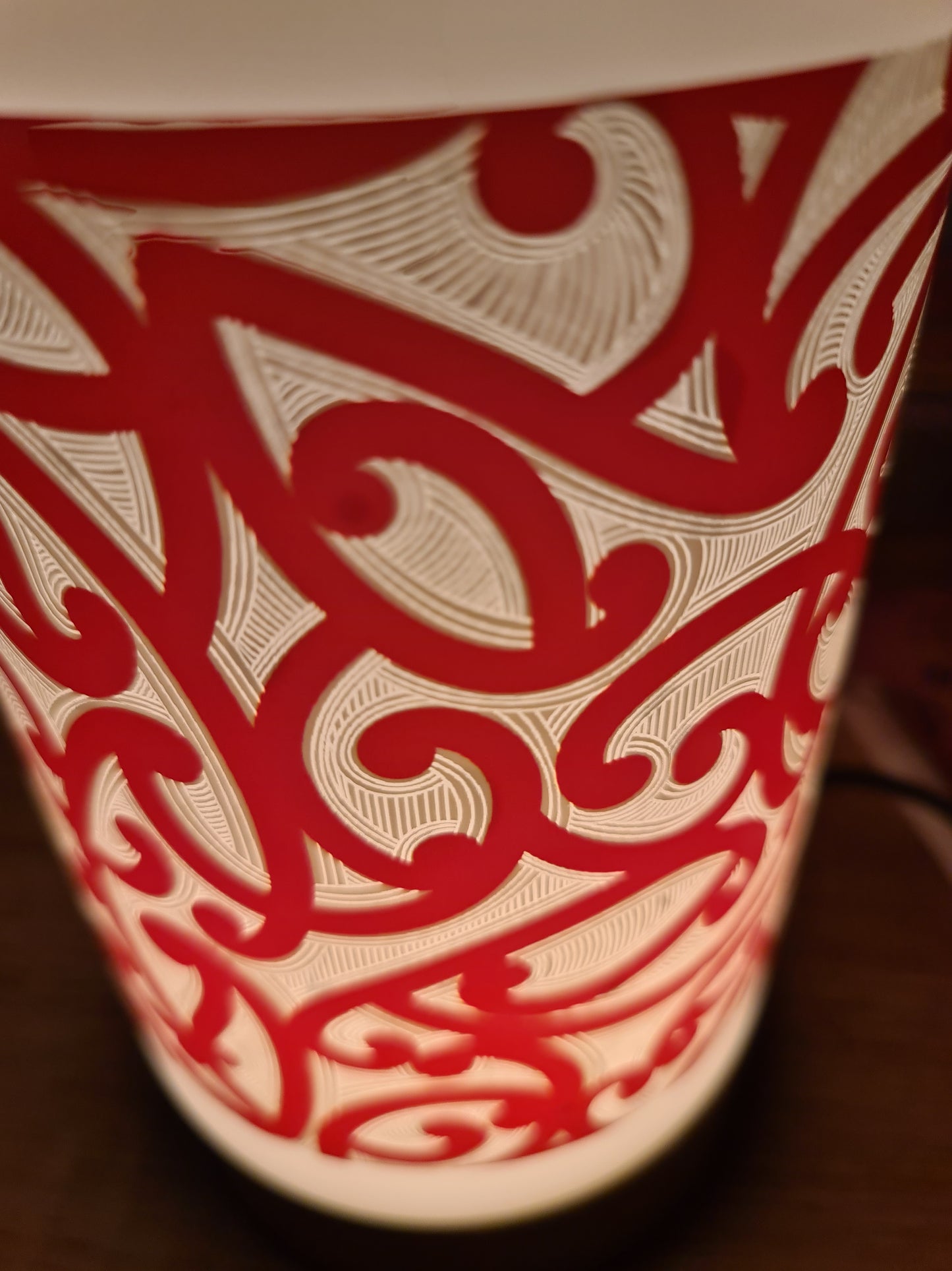 Maori design touch lamp - Red Koru