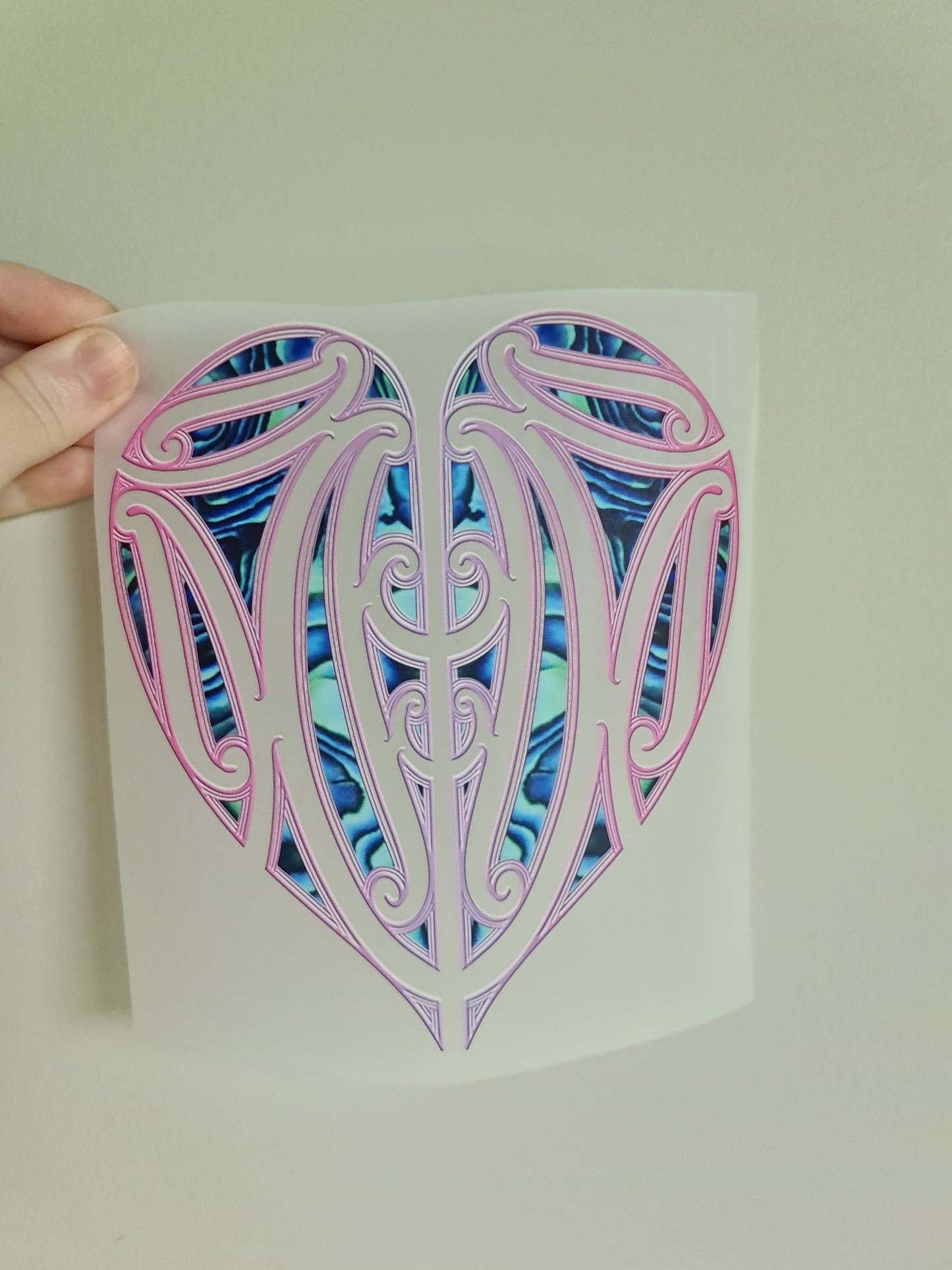 Kids clothing Sublimation custom Maori design Iron on HTV 23cm pink heart