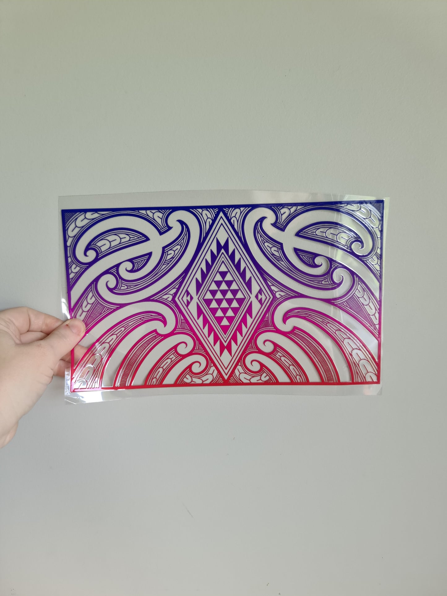 XL UV DTF DECAL MAORI DESIGN 28CMX17CM #15 Purple and Pink ombre