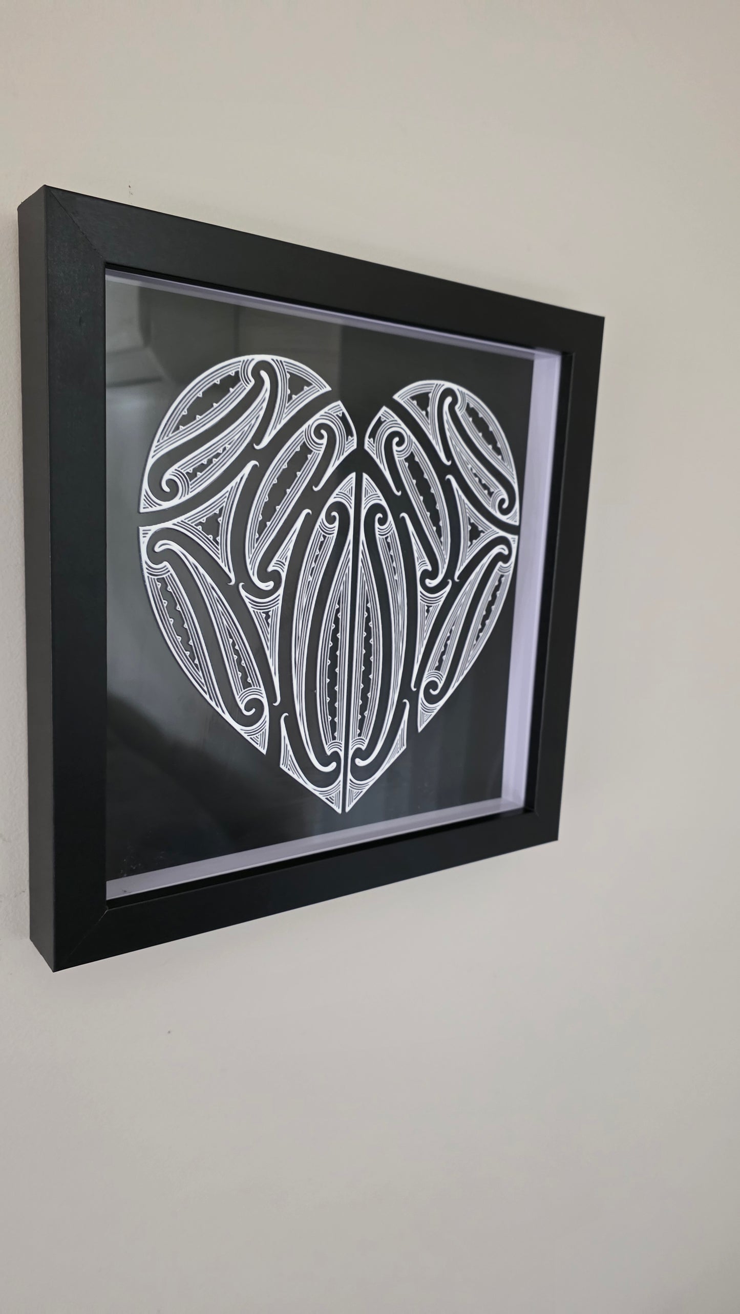 Aroha Maori inspired Wall art - black frame