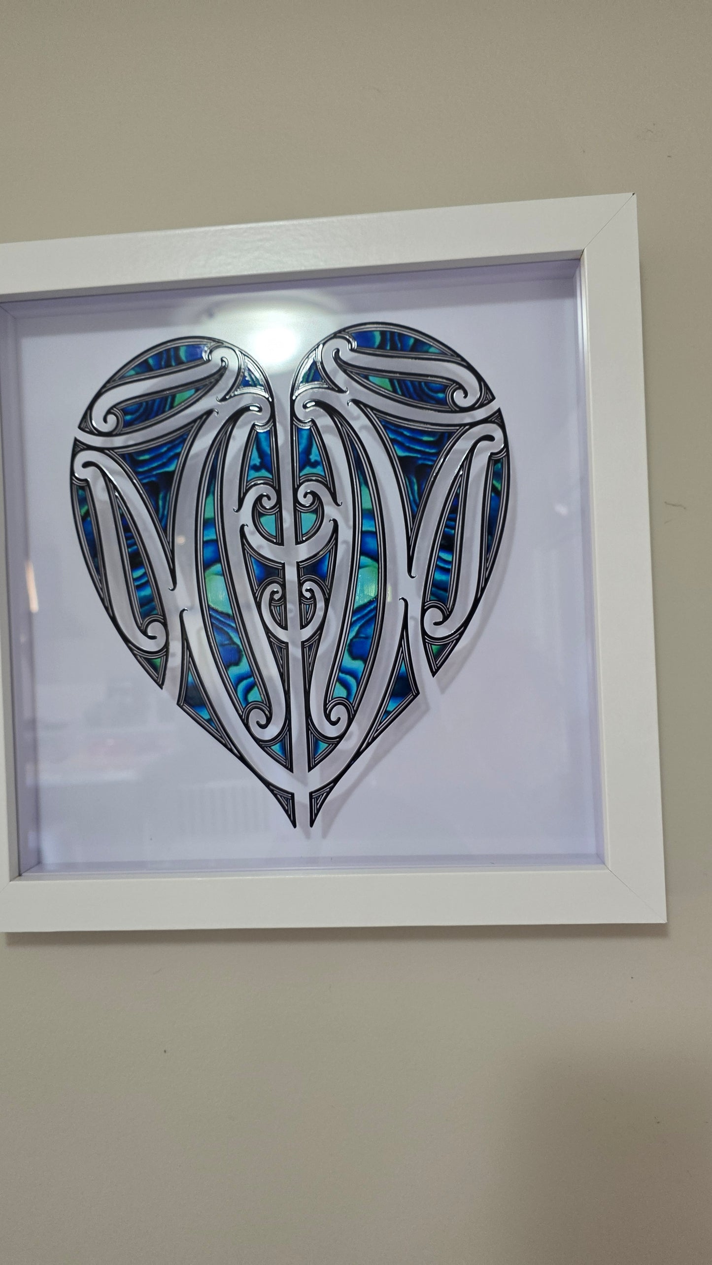 Aroha Maori inspired Wall art - white frame