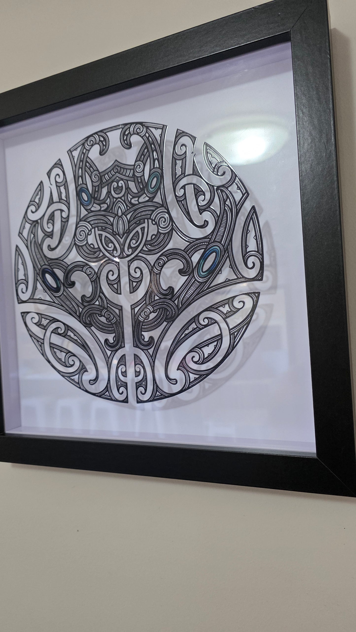 Maori inspired Wall art - black frame