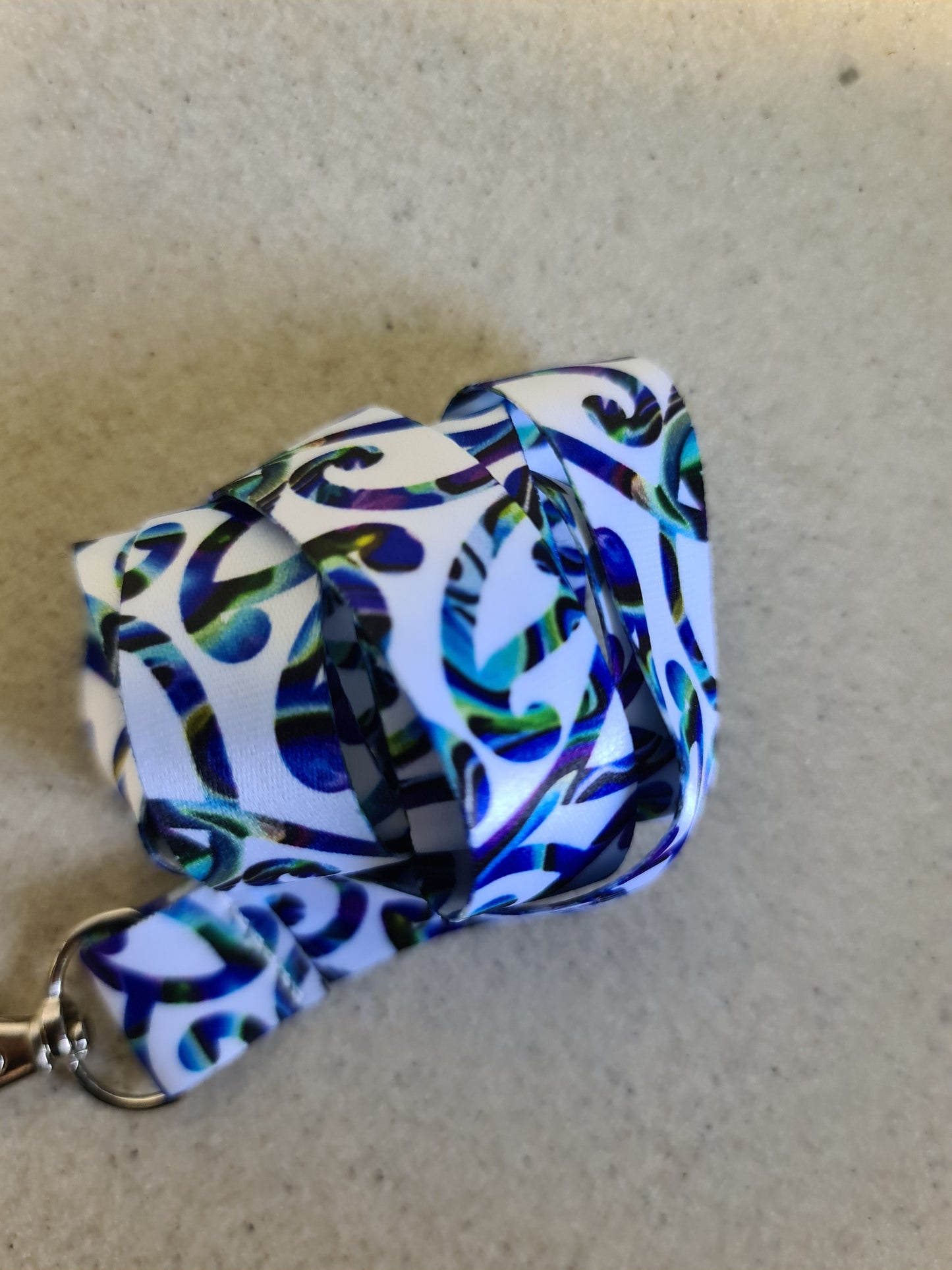 Custom Maori design lanyard paua Koru