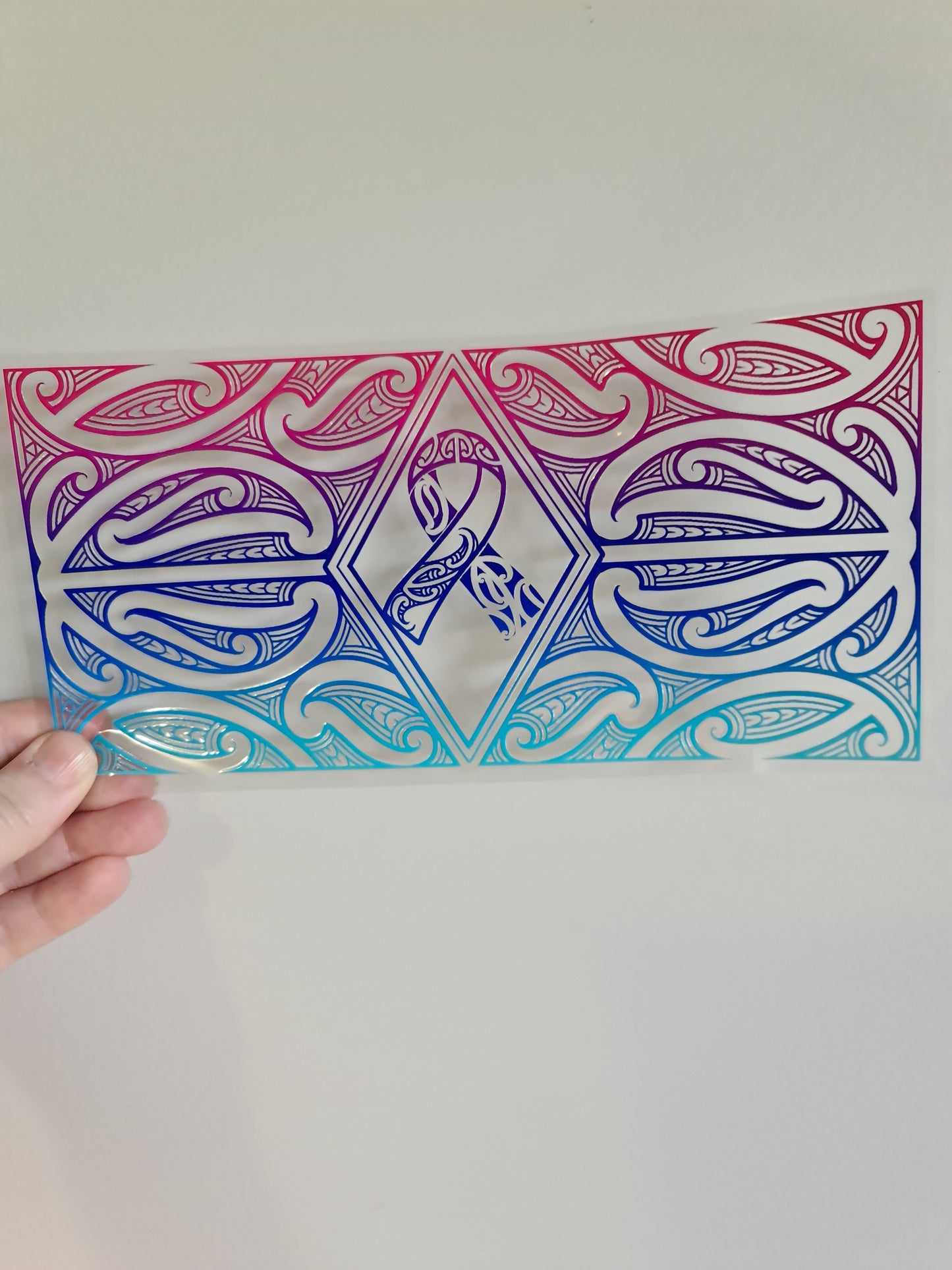 UV dtf Maori design 23cmx11cm 16oz wrap #922 cancer ribbon