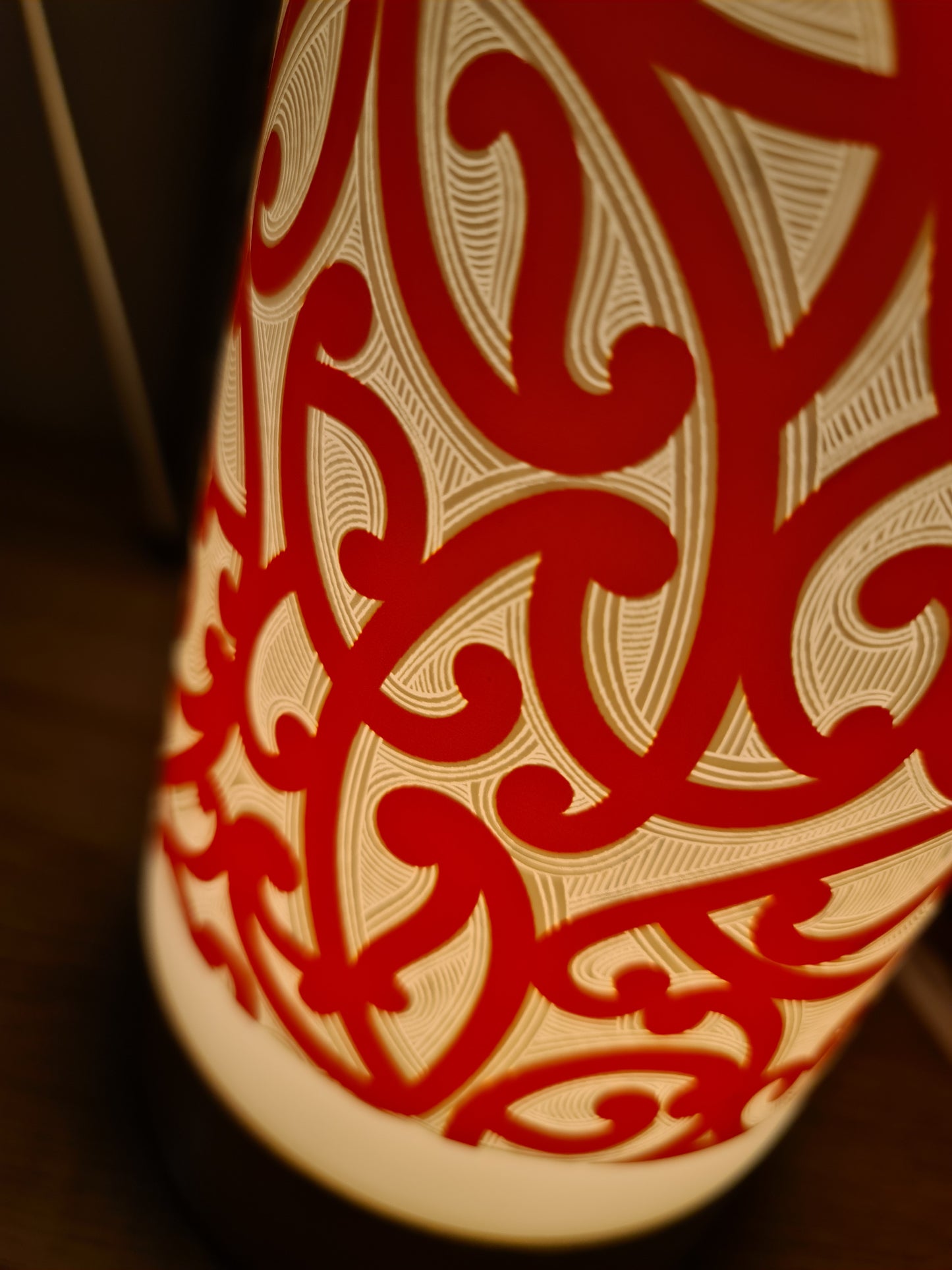 Maori design touch lamp - Red Koru