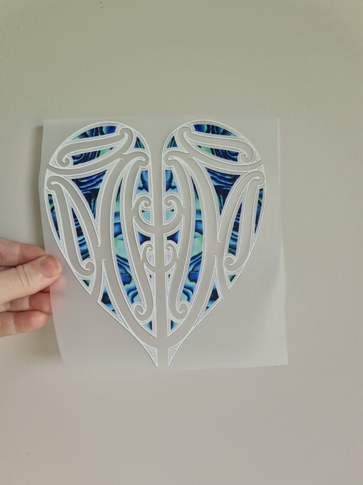 Kids clothing Sublimation custom Maori design Iron on HTV 23cm white heart