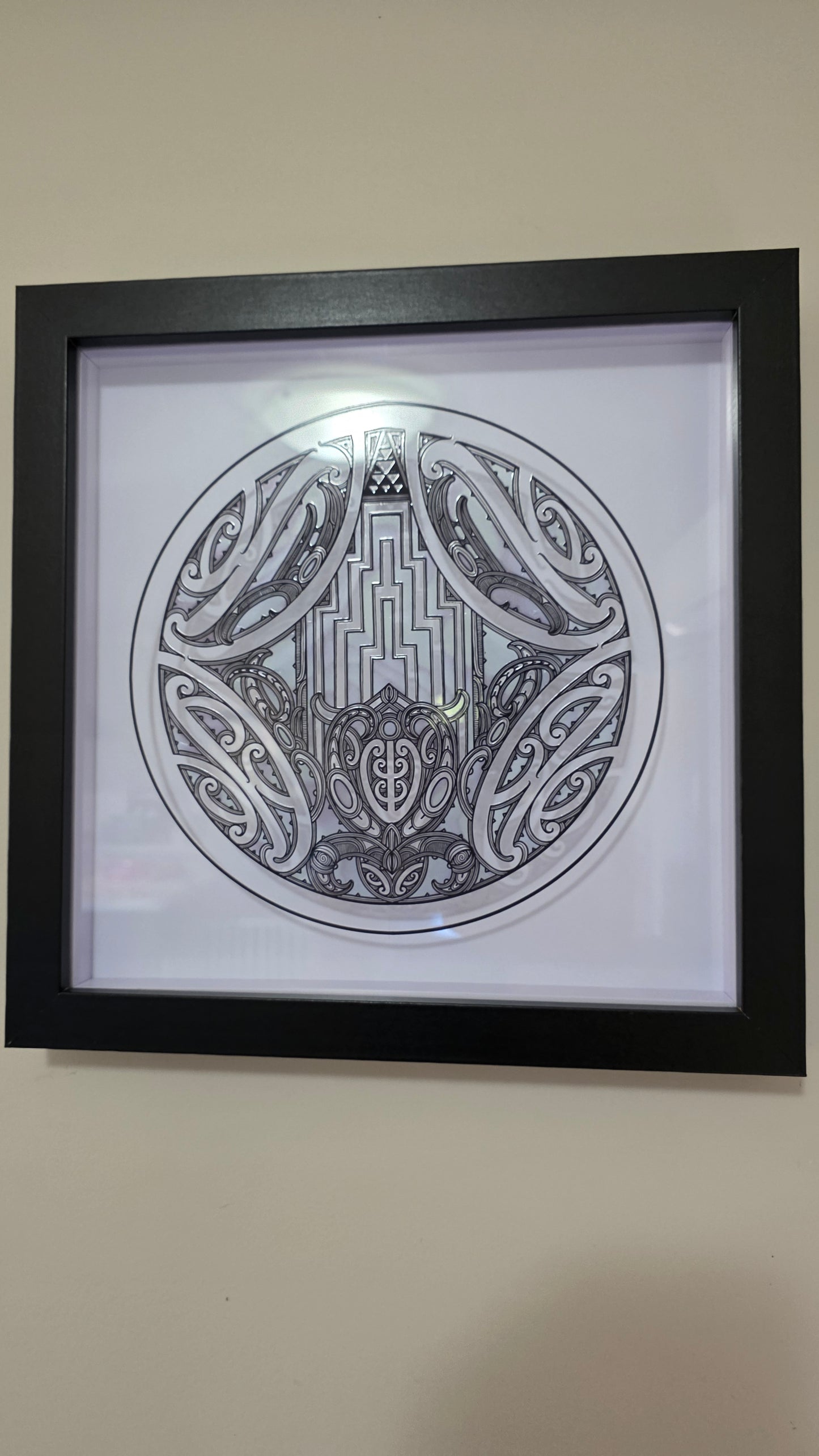 Maori inspired Wall art - black frame