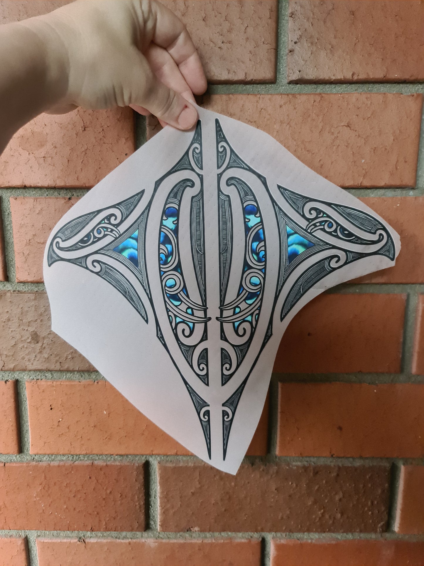 Clothing Iron on HTV - custom Maori design Iron on 30cm stingray