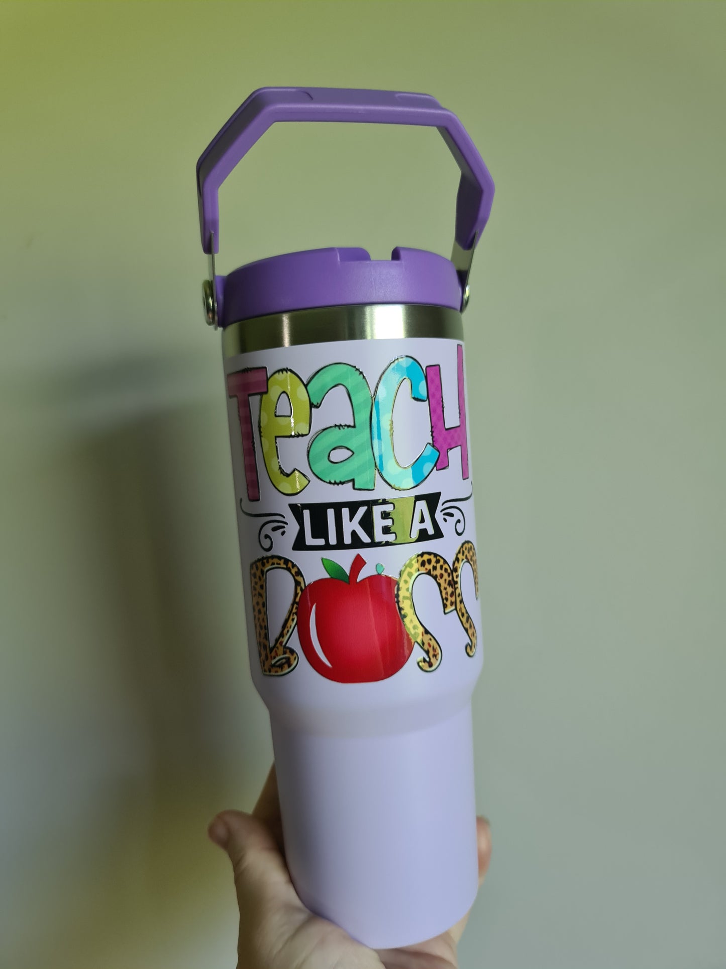 'Teach like a boss' Handmade Maori design Drink Bottle 840ml