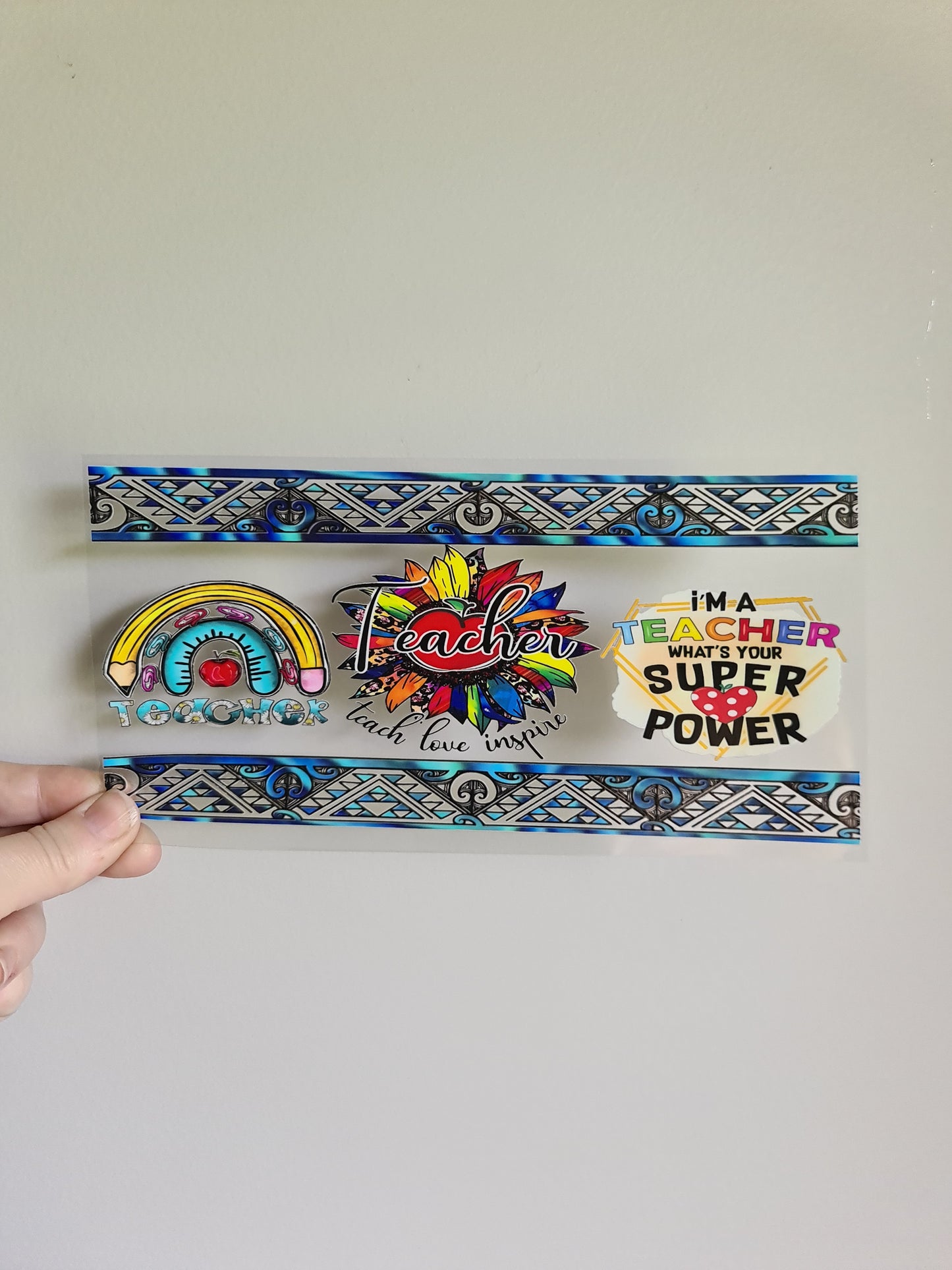 TEACHER AND KAIAKO dtf transfer Maori design 23cmx11cm 16oz wrap #1433