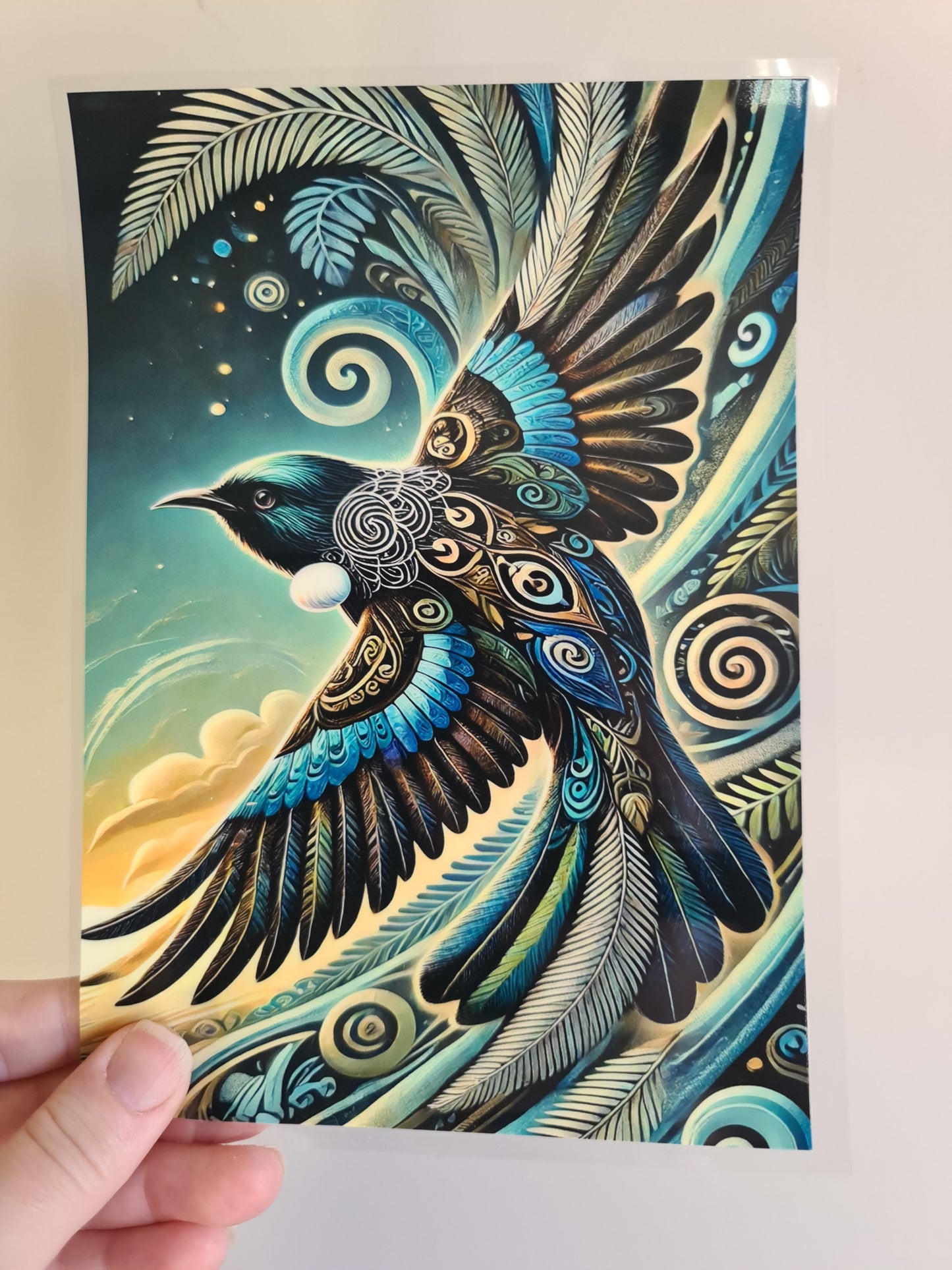 UV dtf Maori design A5 size 21cmx 14.8cm #395 bird