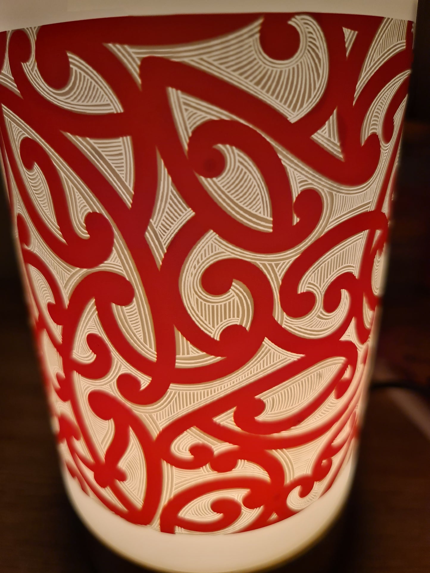 Maori design touch lamp - Red Koru