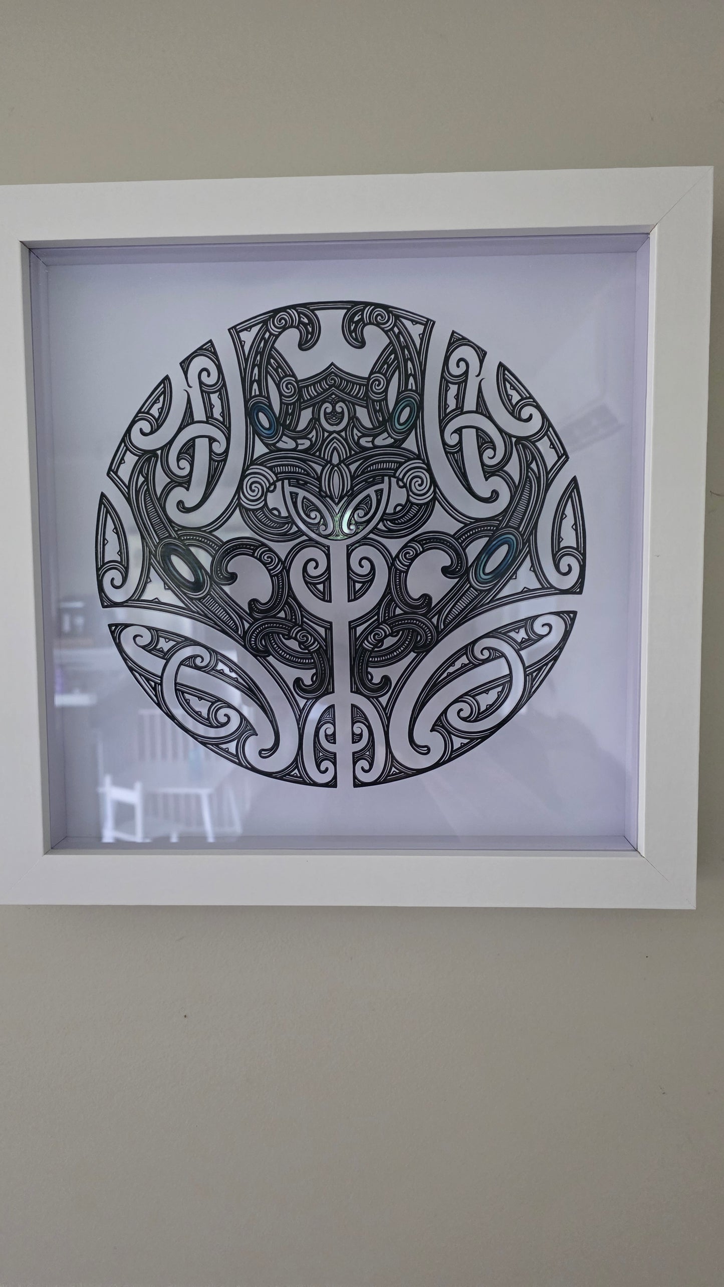 Maori inspired Wall art  - white frame