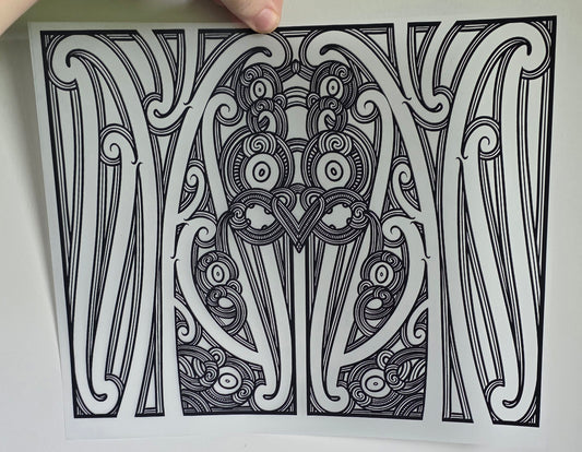 Maori design Iron on DTF 30cm for clothing and lamps