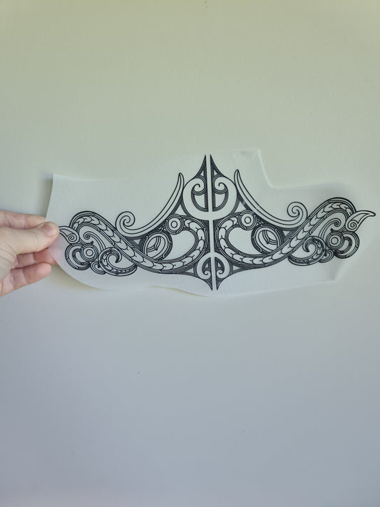 Sublimation custom Maori design Iron on 30cm black