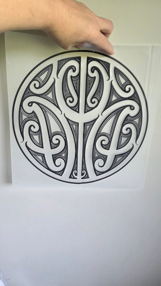 Custom Maori design Iron on DTF 30cm for clothing