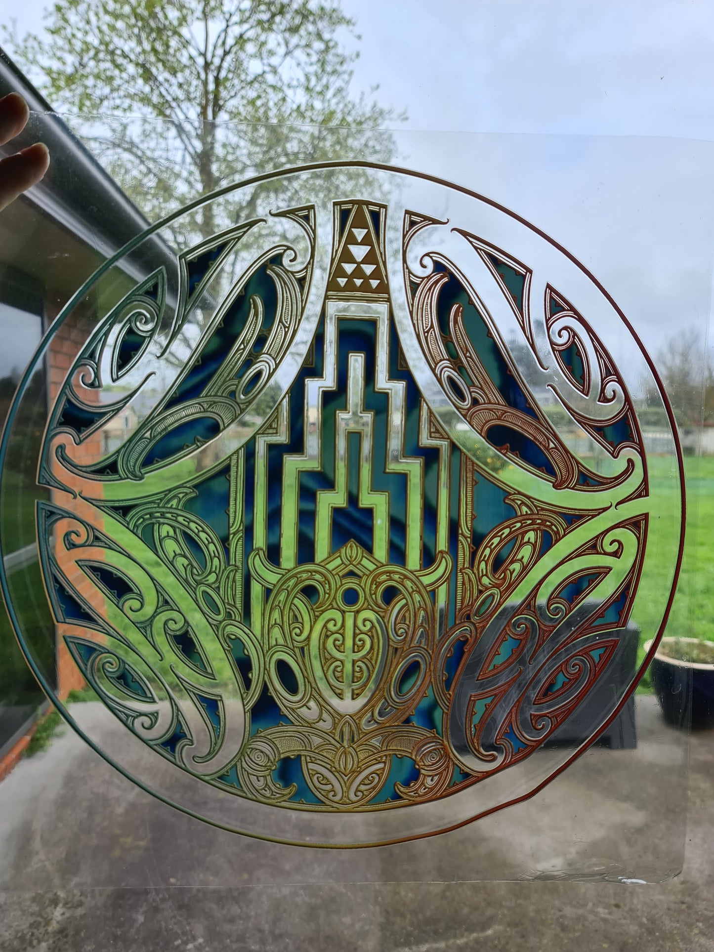XXL UV DTF DECAL MAORI DESIGN 38CM round Window decal