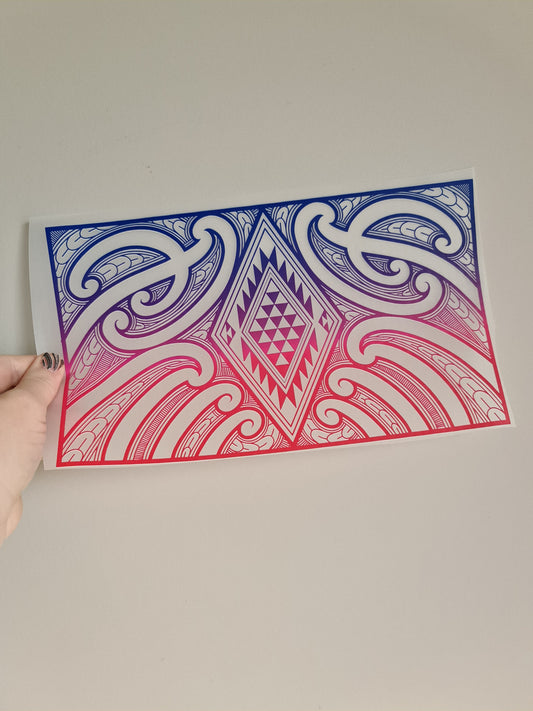 Sublimation custom Maori design Iron on 30cm