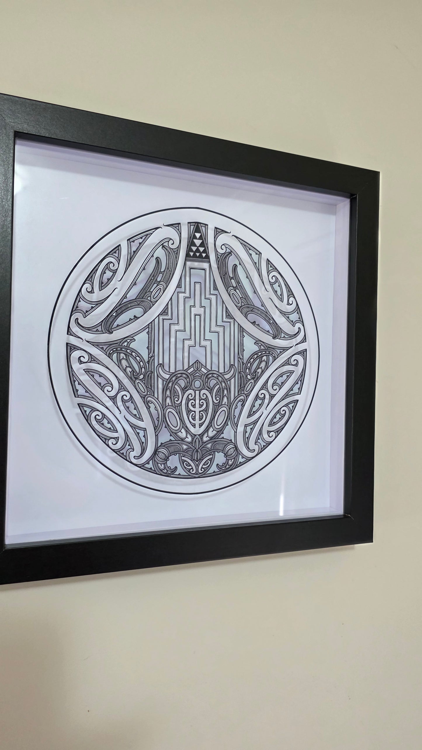 Maori inspired Wall art  - black frame