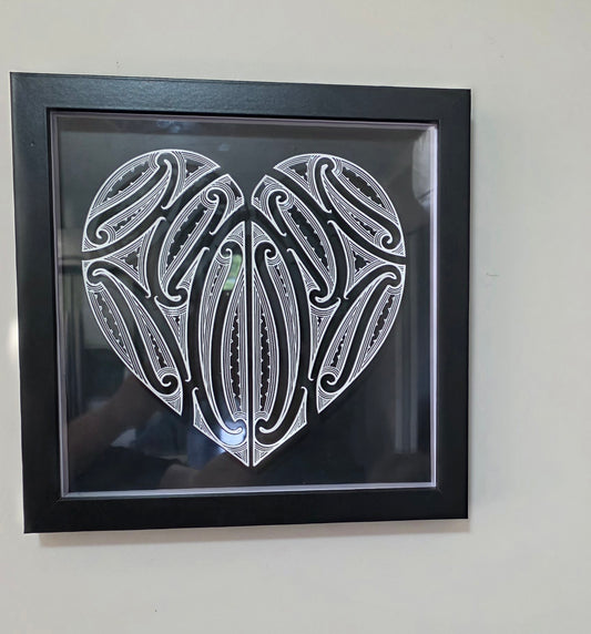 Aroha Maori inspired Wall art  - black frame