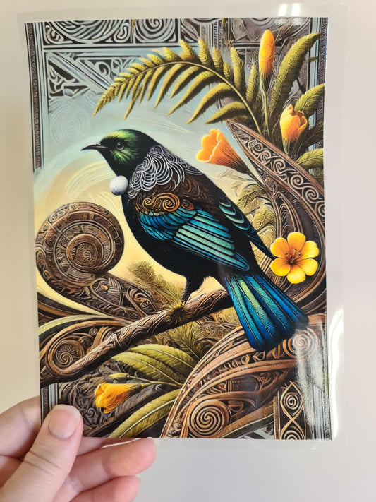 UV dtf Maori design A5 size 21cmx 14.8cm #397 bird