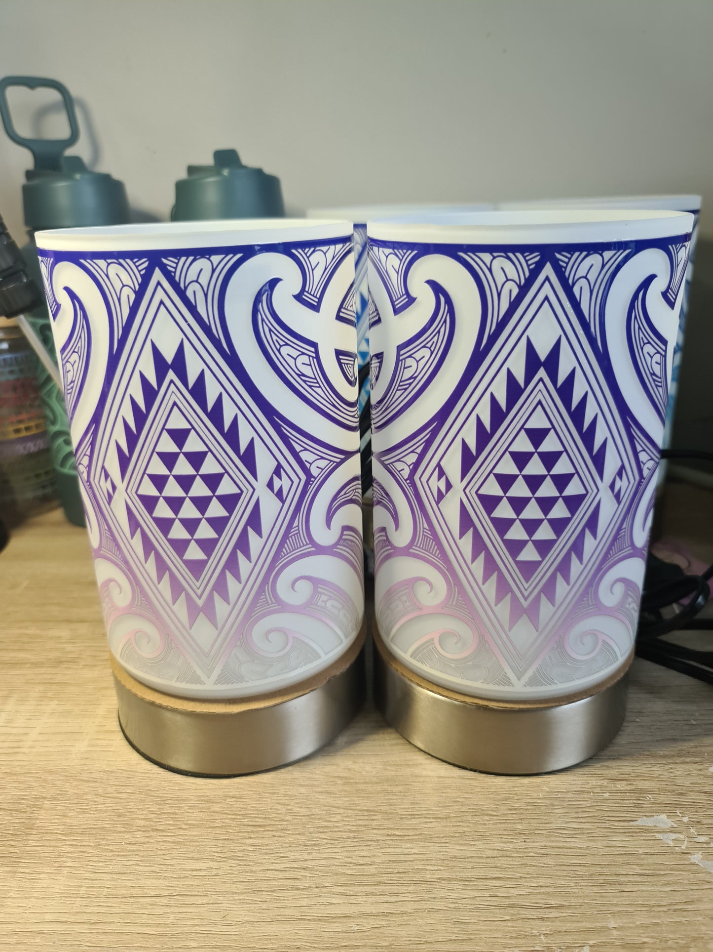 Maori design touch lamp - set 2 lamps Purple (pre-order)