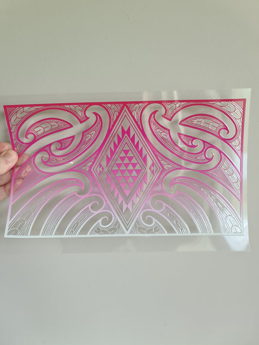 XL UV DTF DECAL MAORI DESIGN 28CMX19CM Pink #01