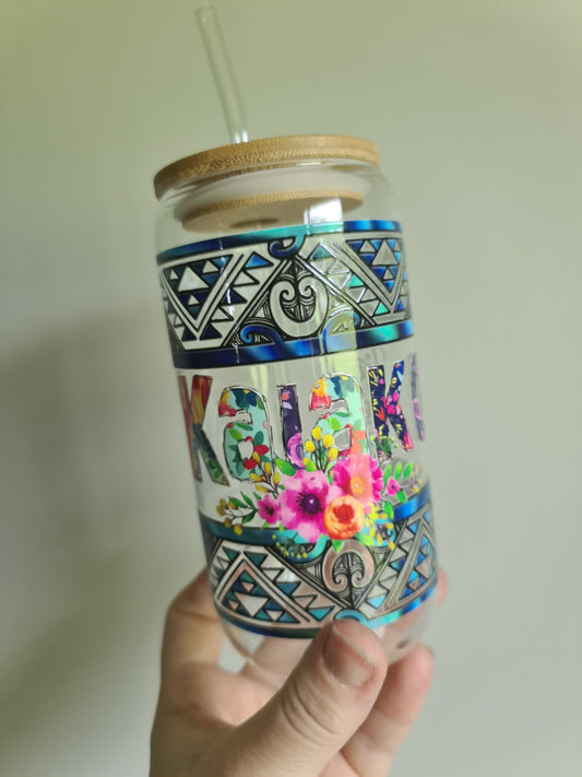 Kaiako designs glass cup 16oz