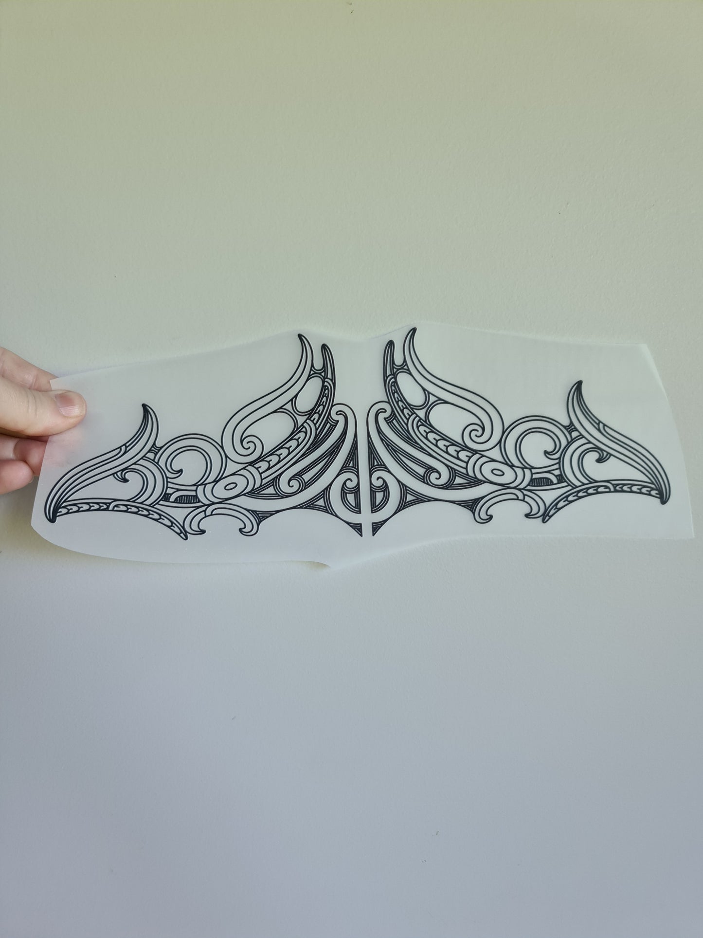 Sublimation custom Maori design Iron on 30cm black