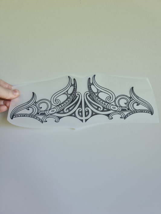 Sublimation custom Maori design Iron on 30cm black