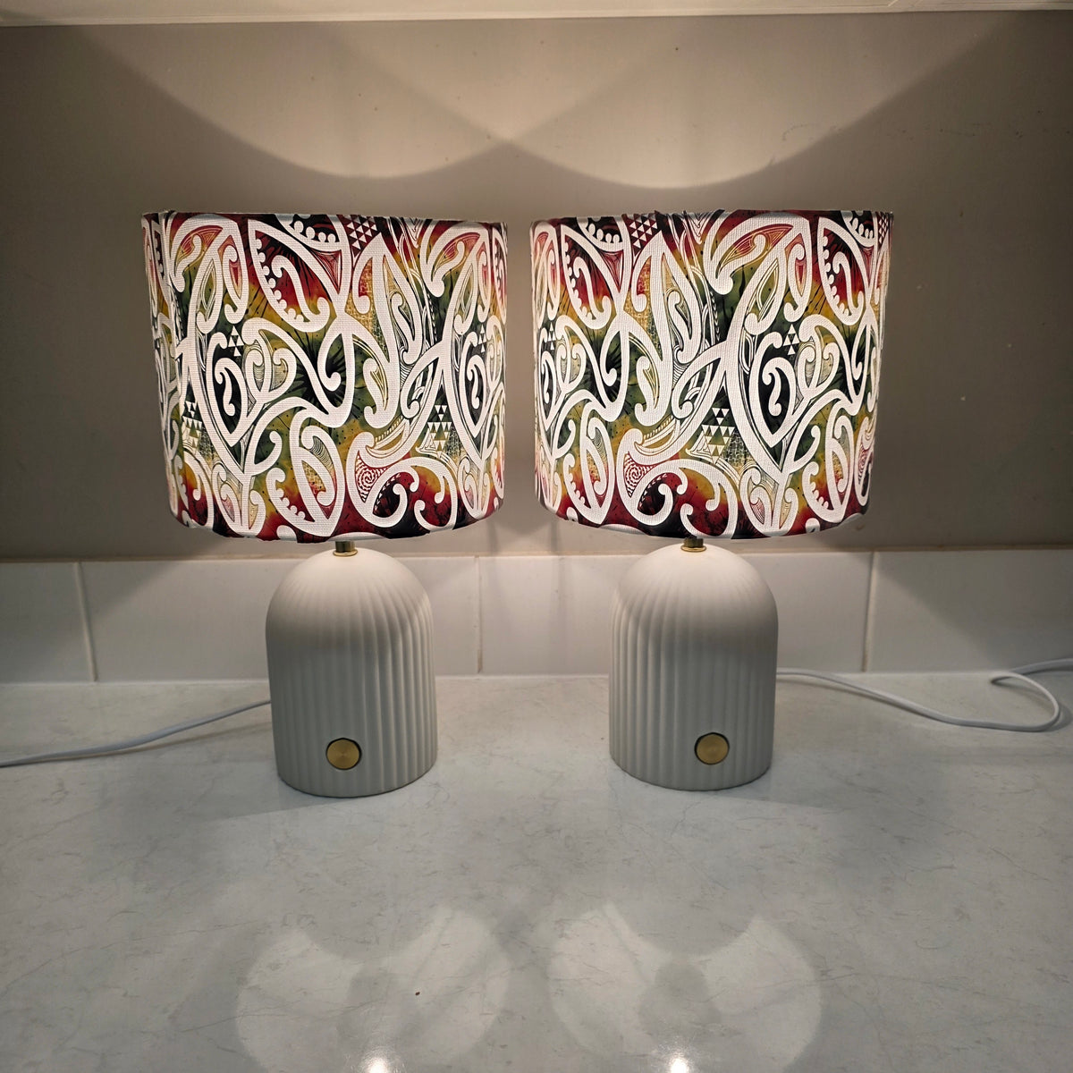 Maori design touch lamp - set 2 lamps rasta colour's