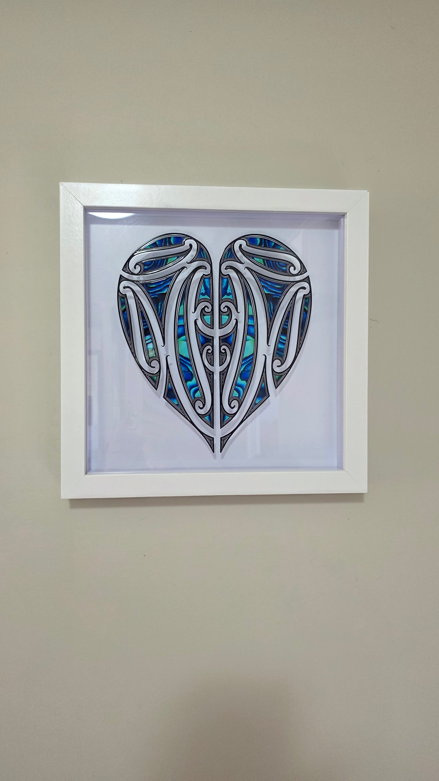 Aroha Maori inspired Wall art  - white frame