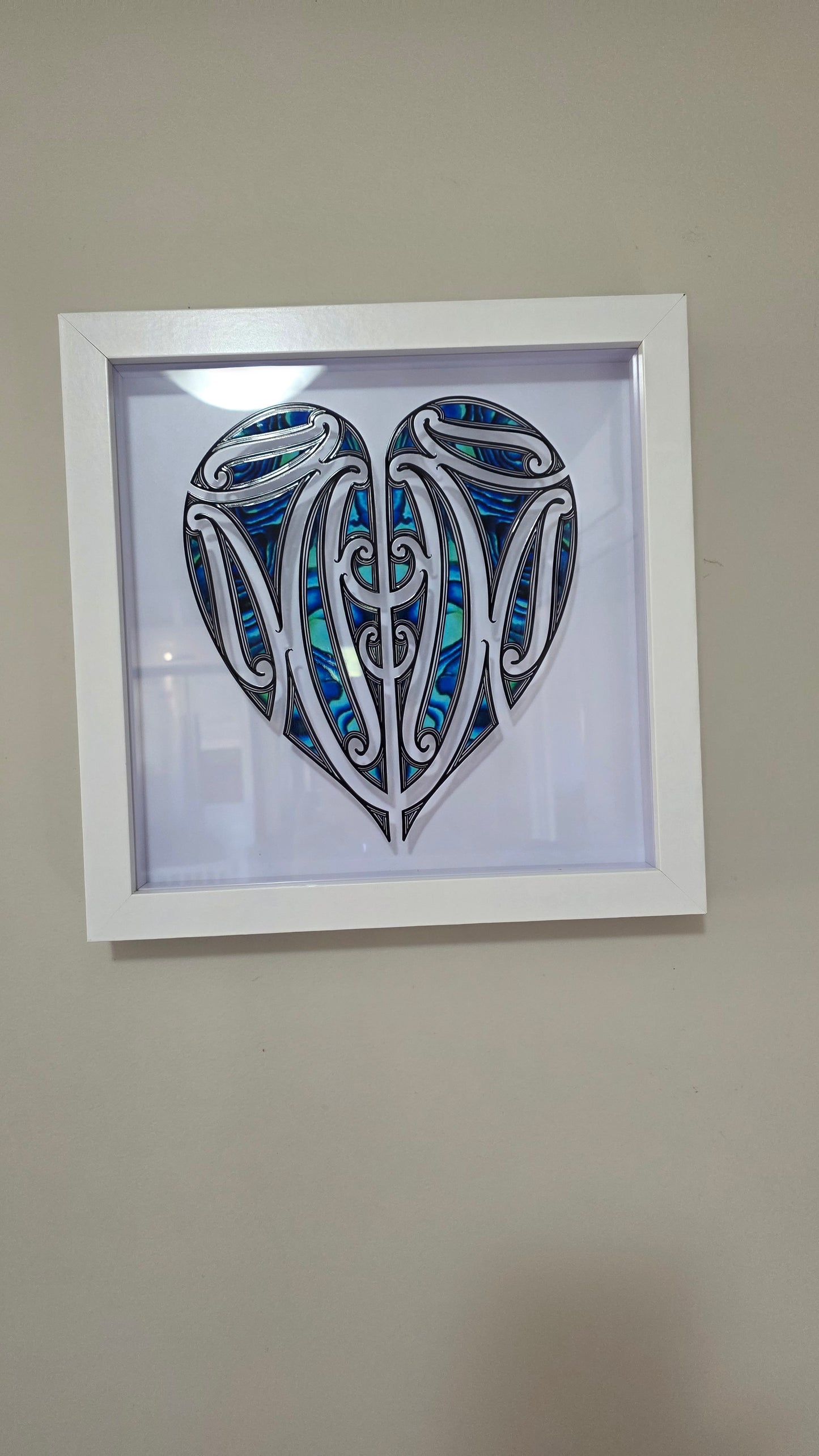 Aroha Maori inspired Wall art  - white frame