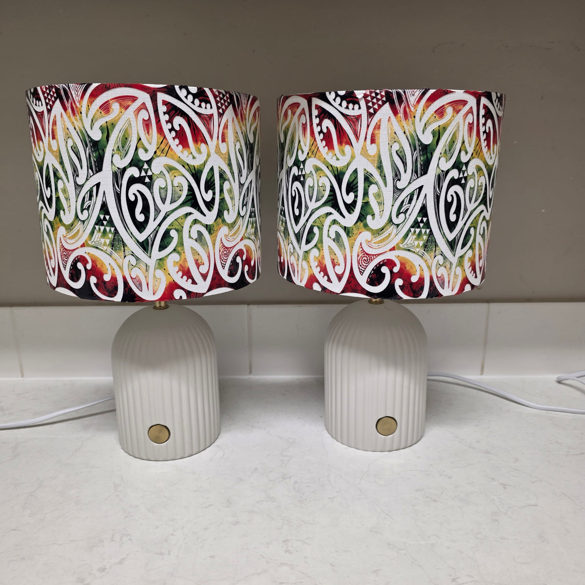 Maori design touch lamp - set 2 lamps rasta colour's