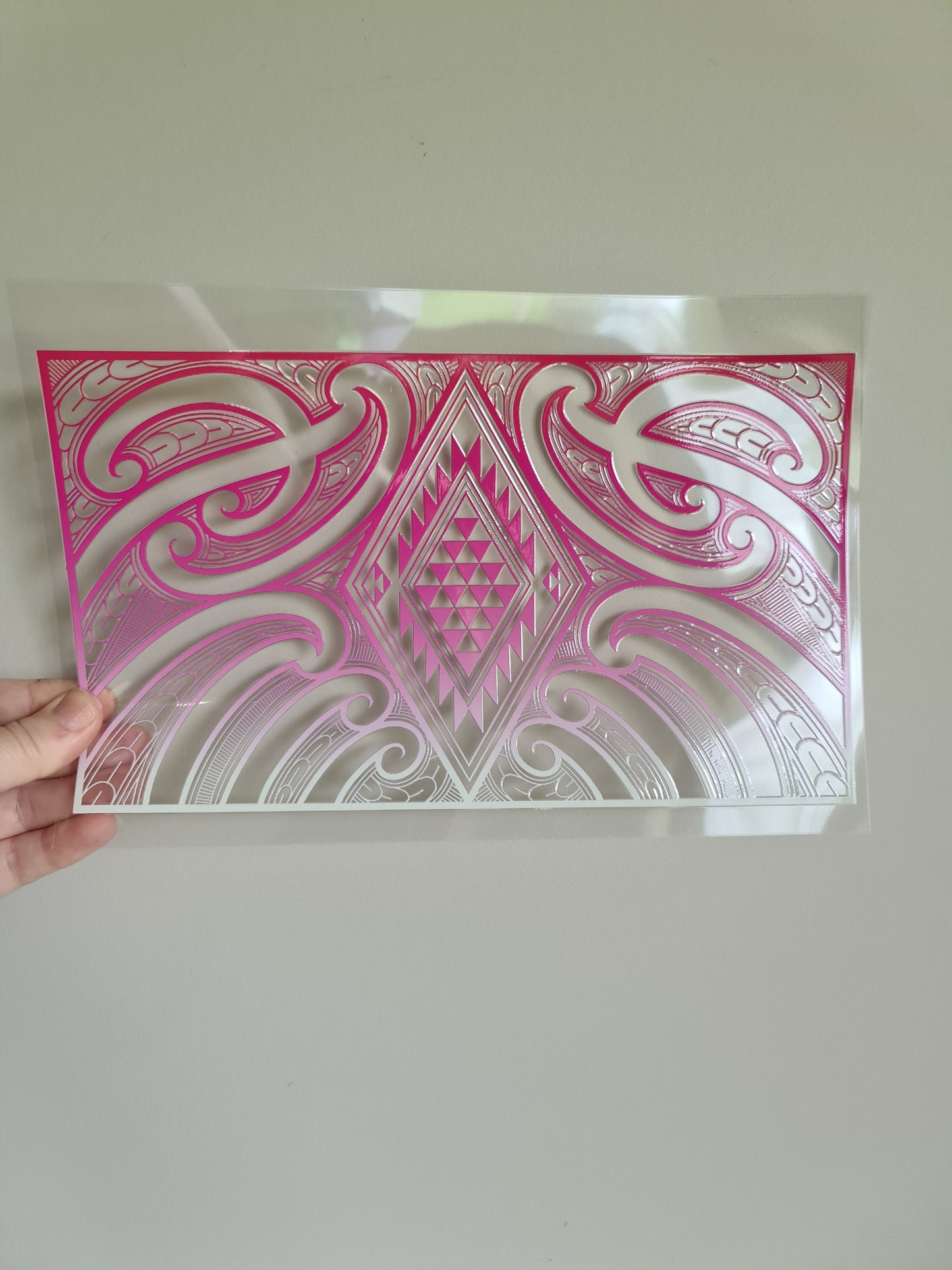 XL UV DTF DECAL MAORI DESIGN 28CMX19CM Pink #01