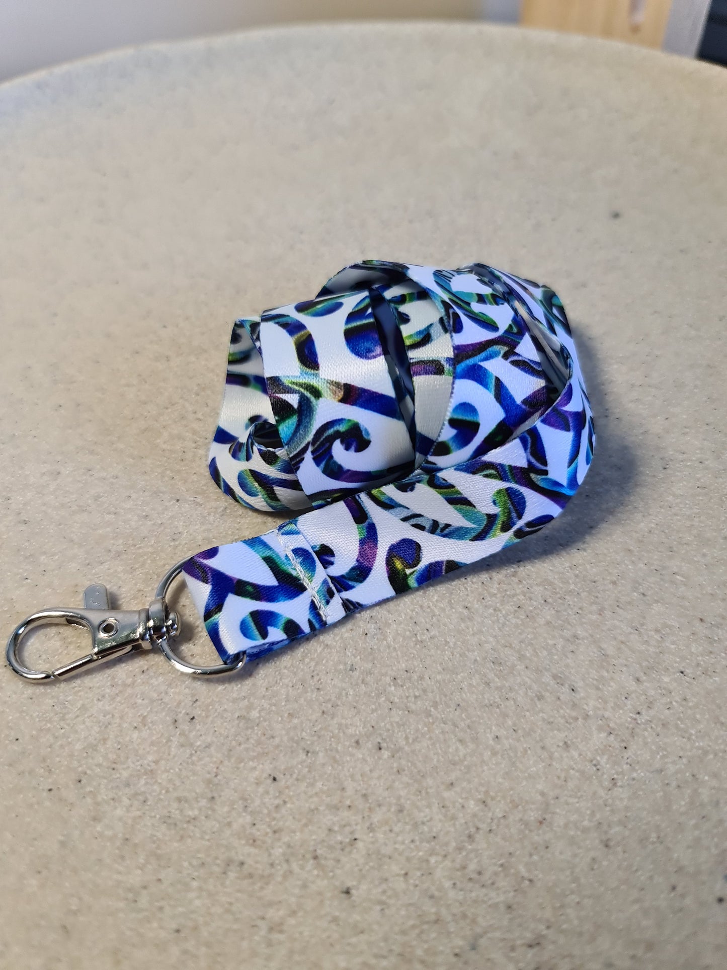 Custom Maori design lanyard paua Koru
