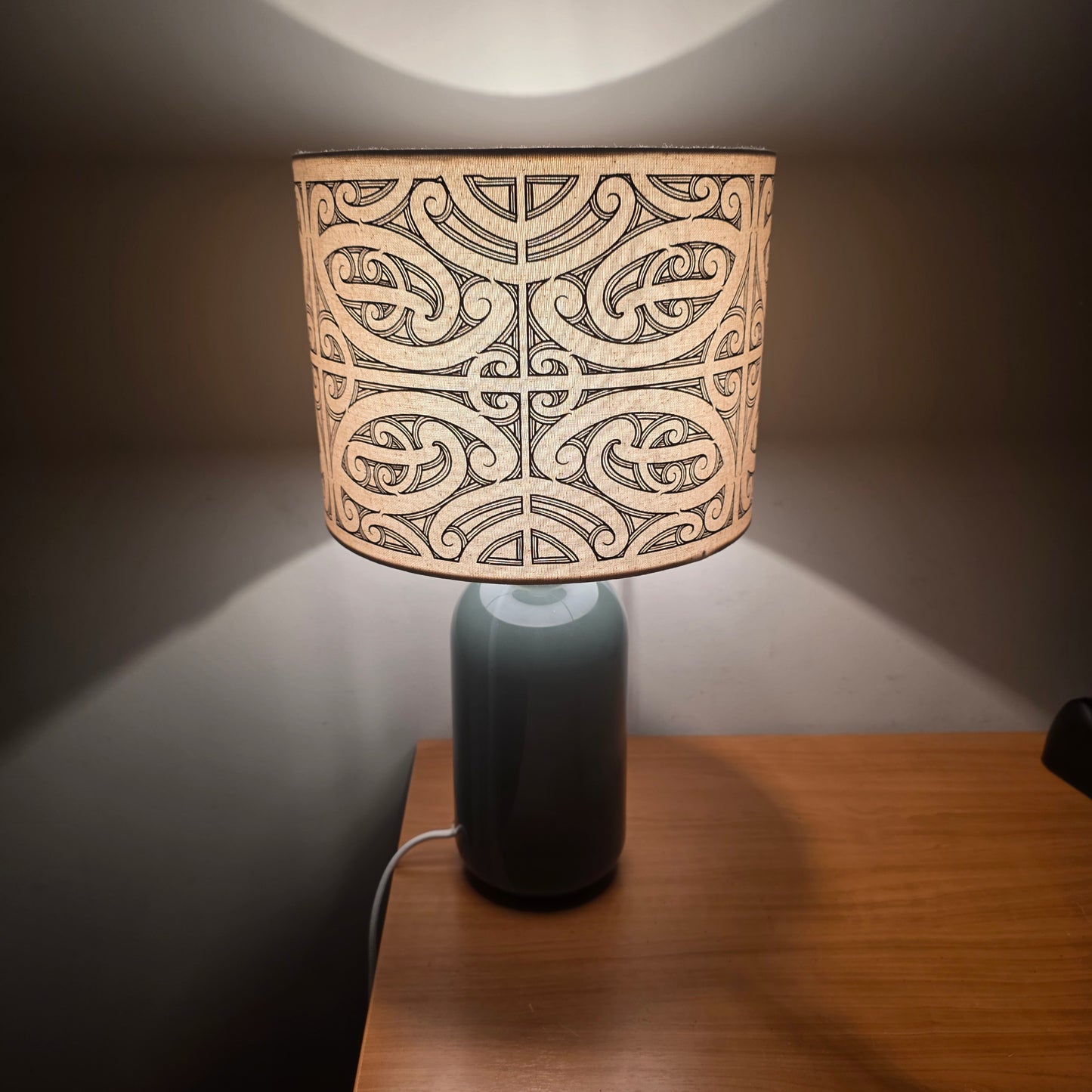 Maori Design table lamp - Black with green base   (single