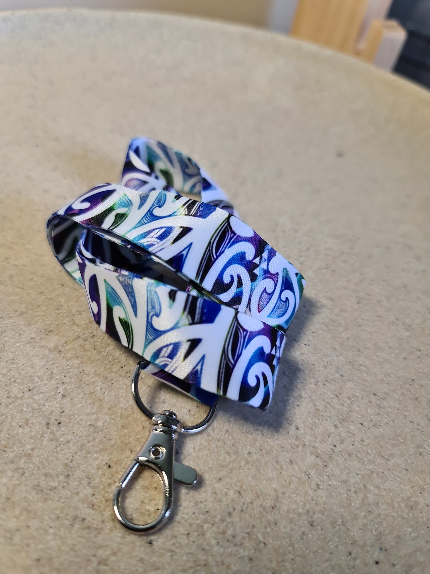 Custom Maori design lanyard Paua Koru