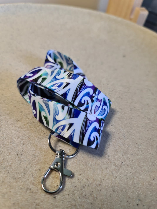 Custom Maori design lanyard Paua Koru