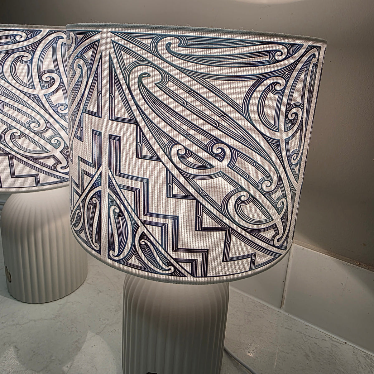 Maori design touch lamp - set 2 lamps paua