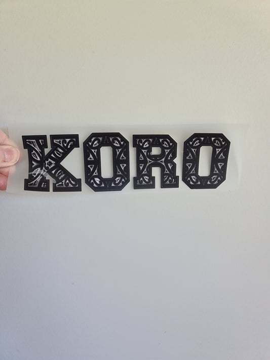 Sublimation custom Maori design Iron on 21cm Koro black 01