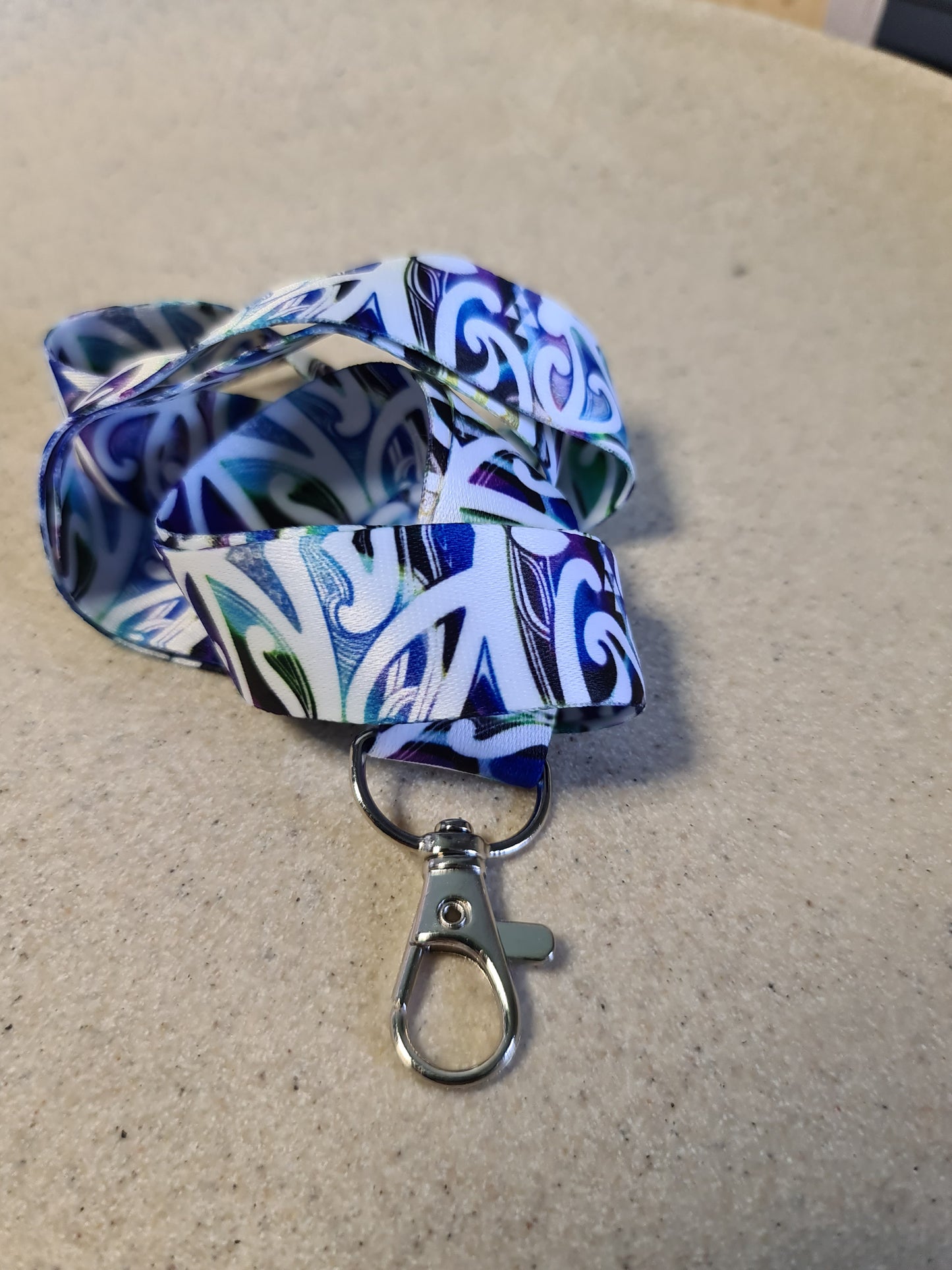 Custom Maori design lanyard Paua Koru