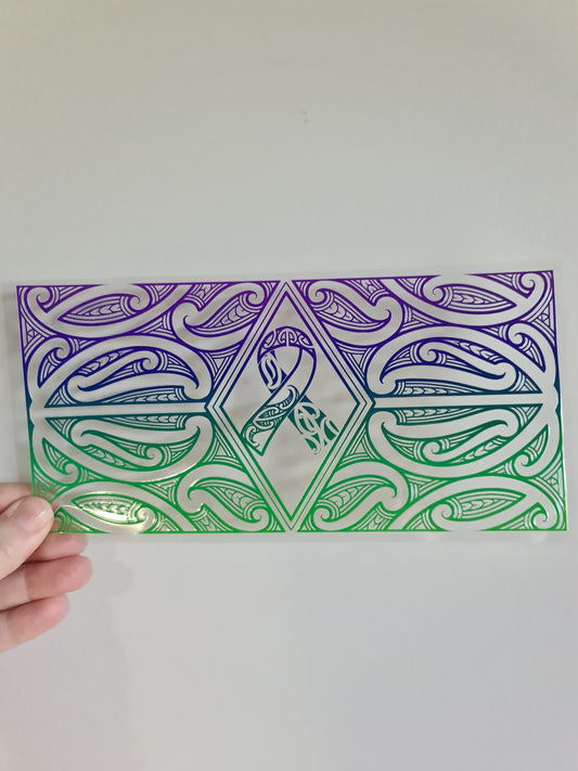 UV dtf Maori design 23cmx11cm 16oz wrap #921 cancer ribbon
