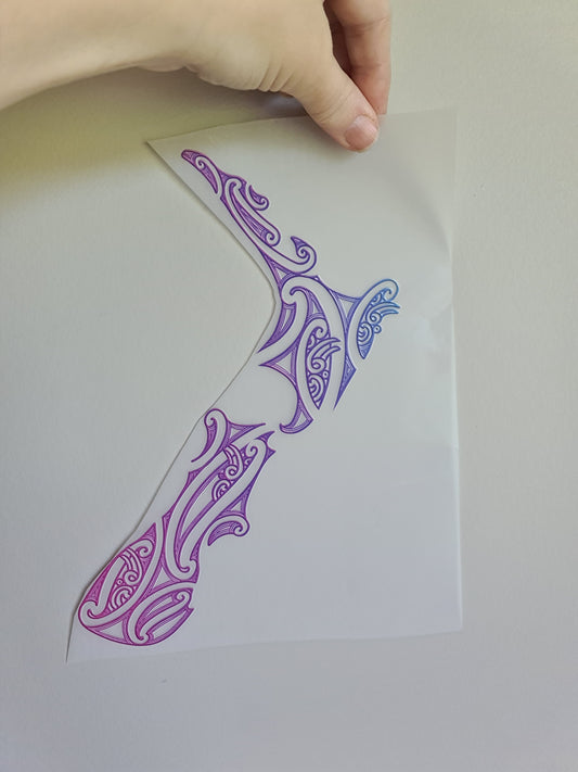 Sublimation custom Maori design Iron on 24cm pink New Zealand