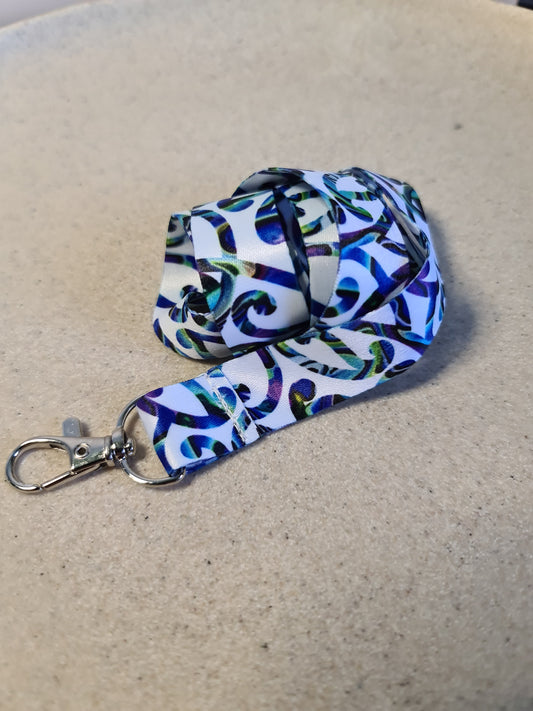 Custom Maori design lanyard paua Koru