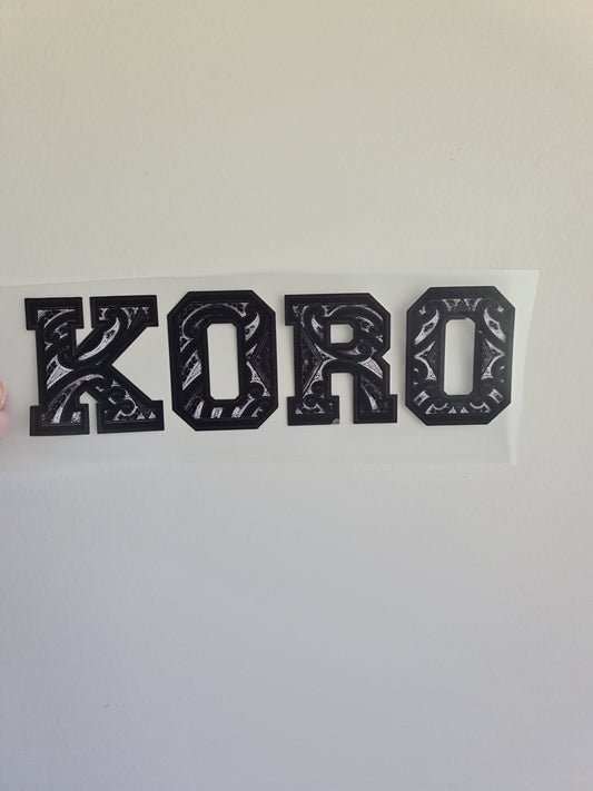 Sublimation custom Maori design Iron on 21cm Koro black 02