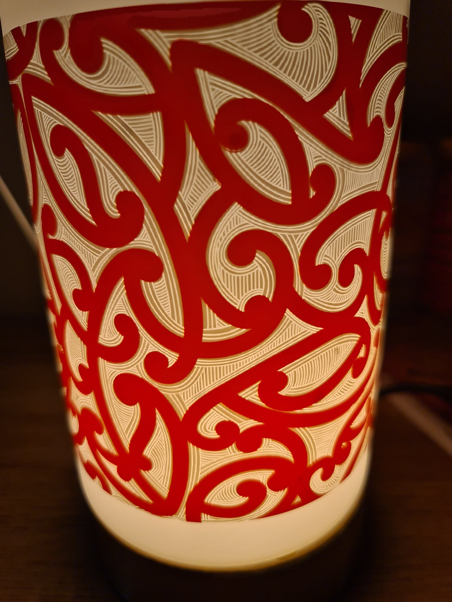 Maori design touch lamp - Red Koru