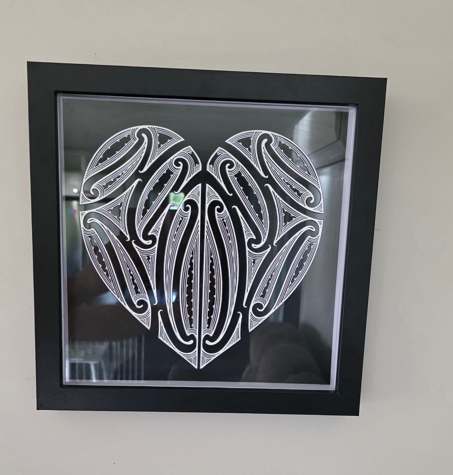 Aroha Maori inspired Wall art  - black frame