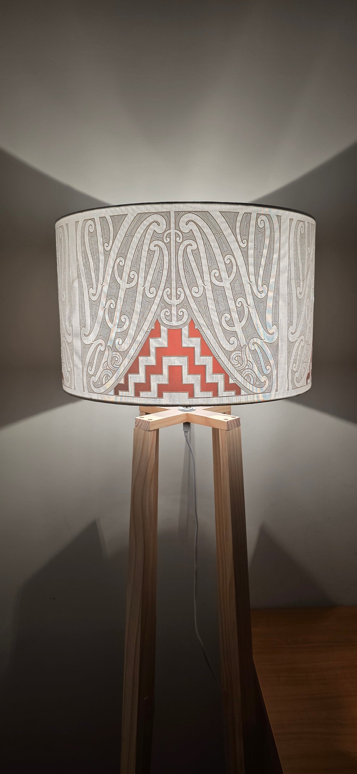 Maori Design Floor Lamp - white/ red - IN STOCK