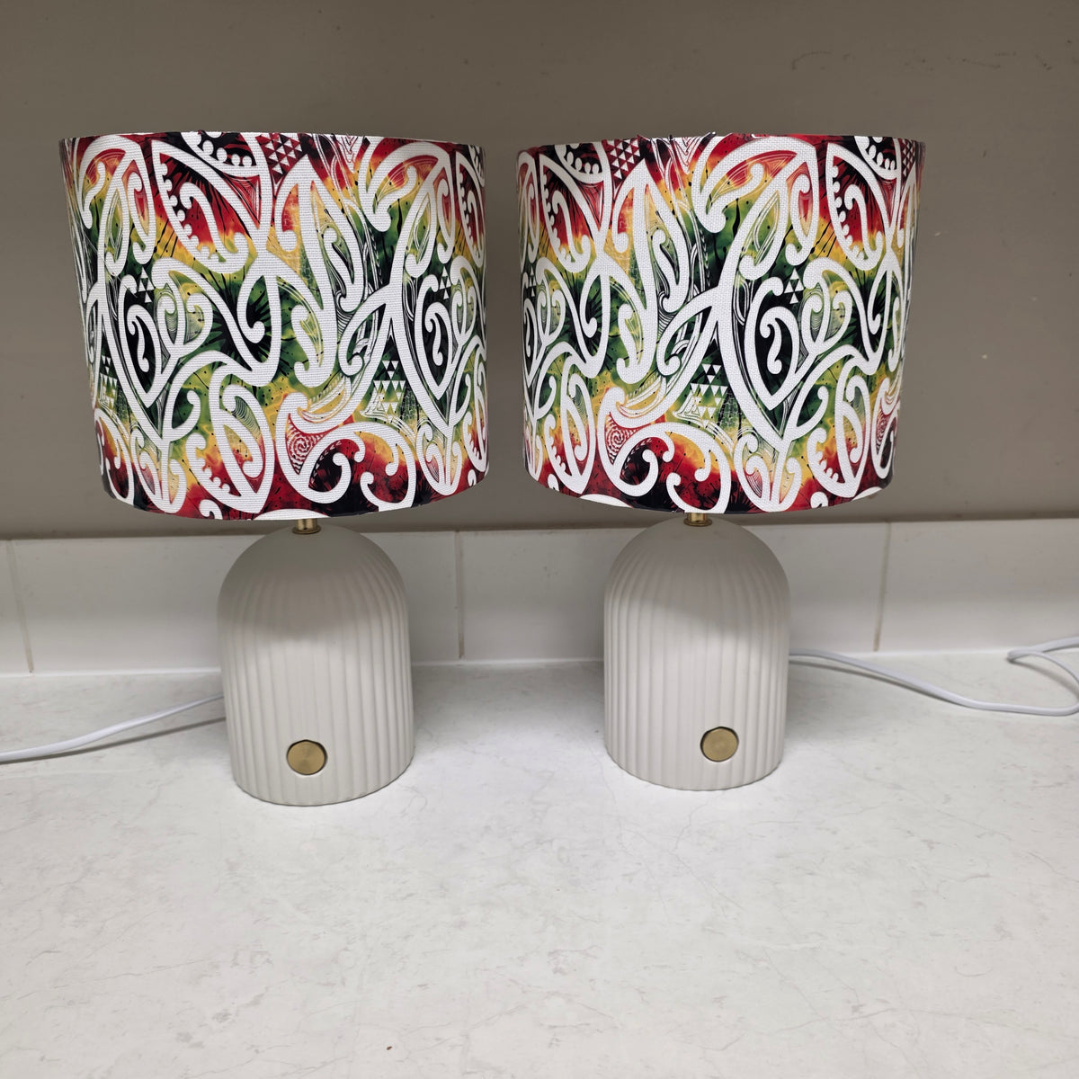 Maori design touch lamp - set 2 lamps rasta colour's